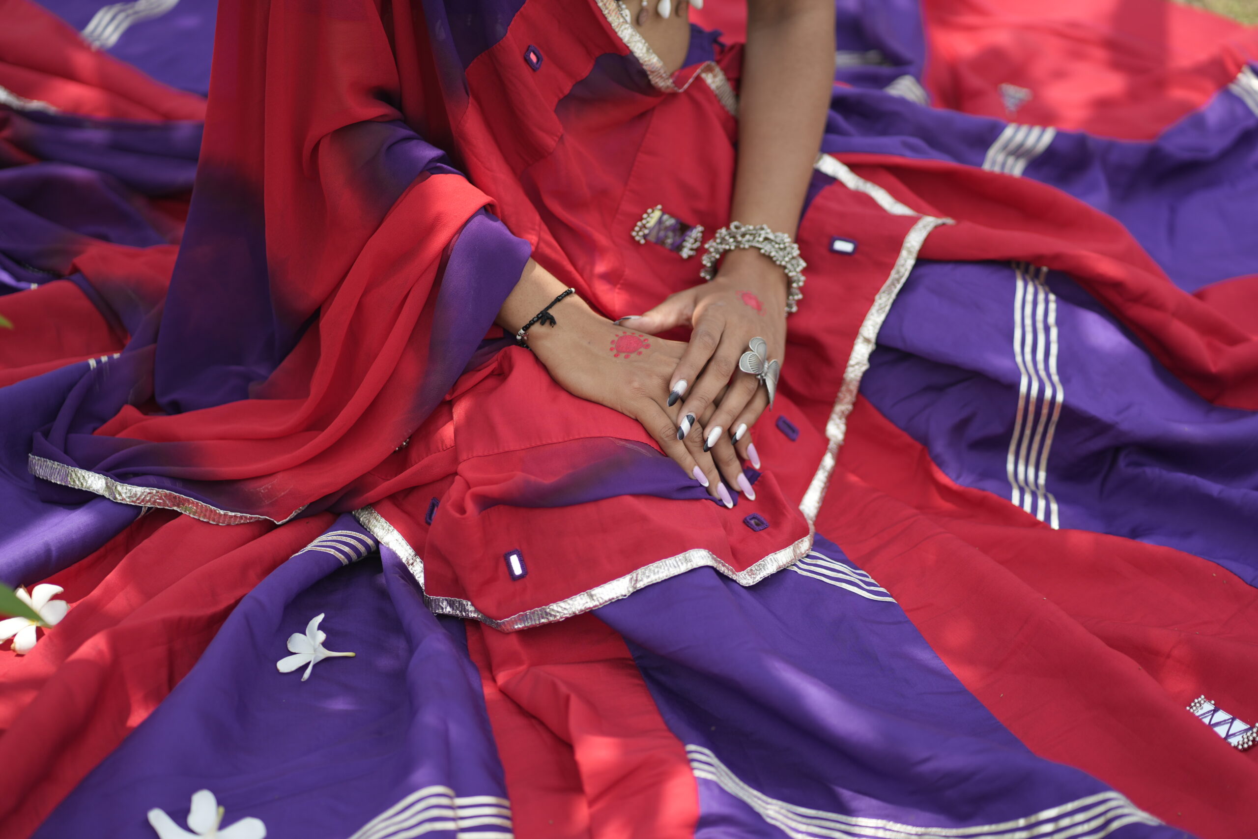 🛍 Royal Orchid Blaze – Purple & Crimson Fusion Lehenga - Image 2