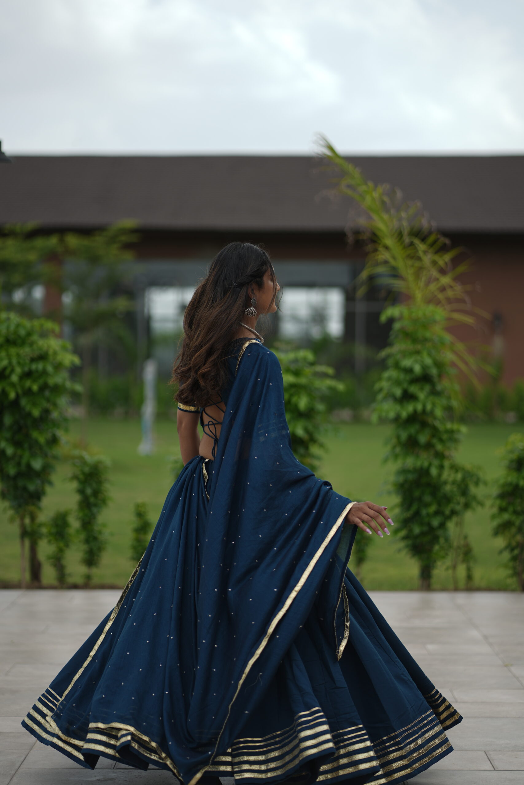 🛍 Sapphire Glow – Navy Mirror Work Lehenga - Image 2