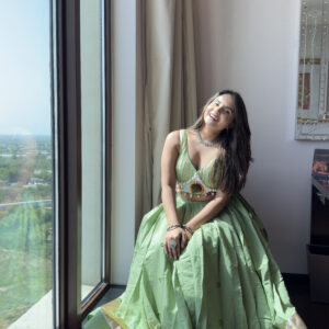 🌿 Pista Gul (pistachio‑green lehenga set)