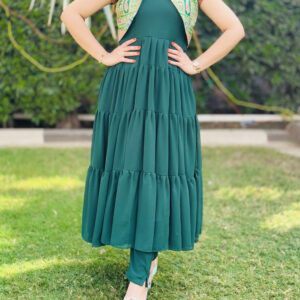 "Emerald Fusion green Indowestern"